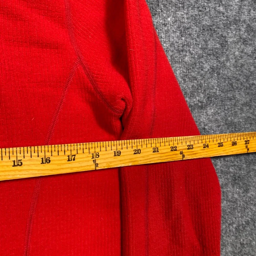The North Face Mens Small Red‎ Quarter Zip Fleece Pullover Textured Grid Jacket